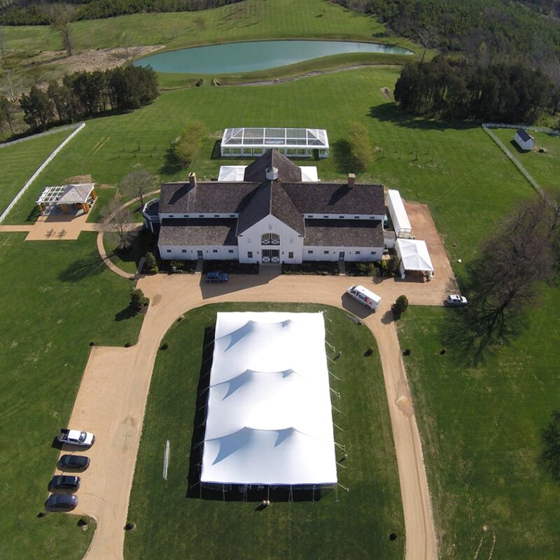 Ariel view of a century pole tent