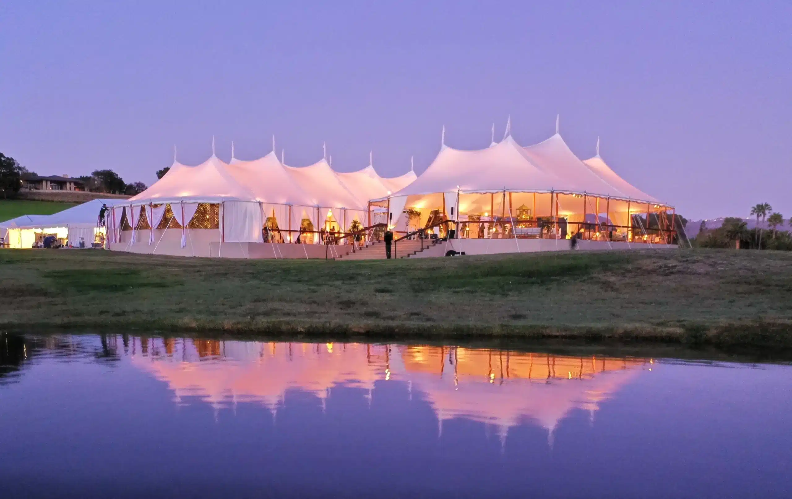 Spacious event tent for formal outdoor gathering