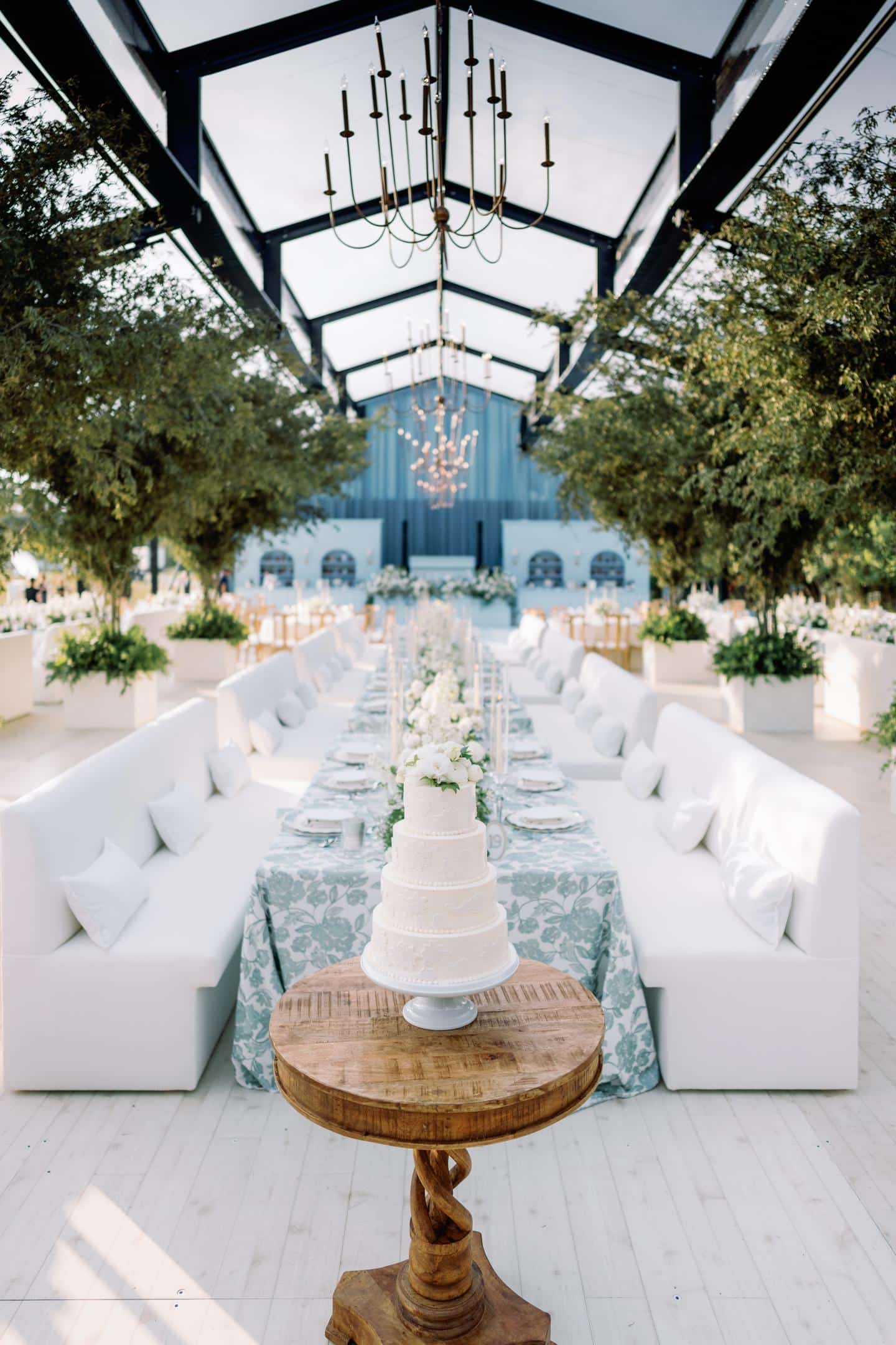 Luxurious tent interior with advanced LED lighting and stylish flooring, creating an inviting ambiance