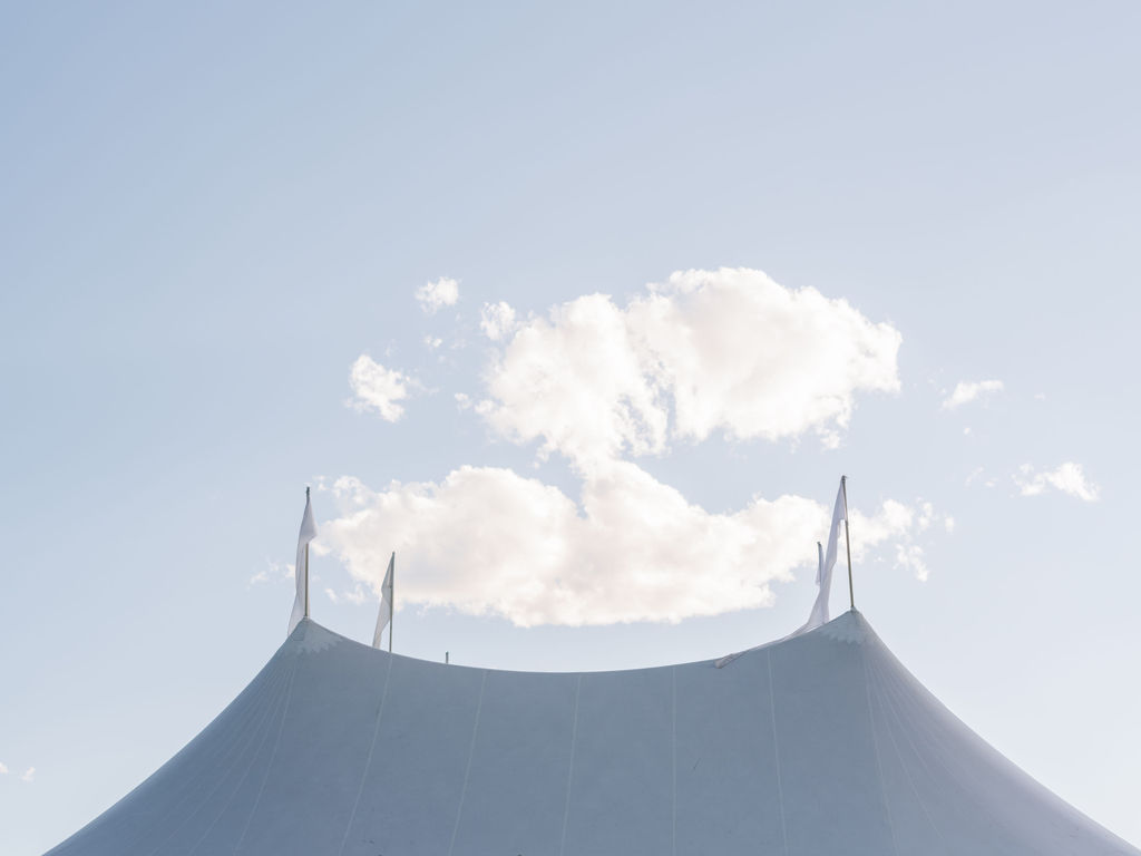 Event tent prepared for summer heat conditions
