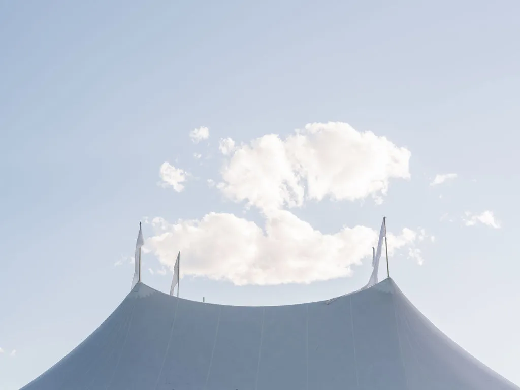 Event tent attached to permanent venue building