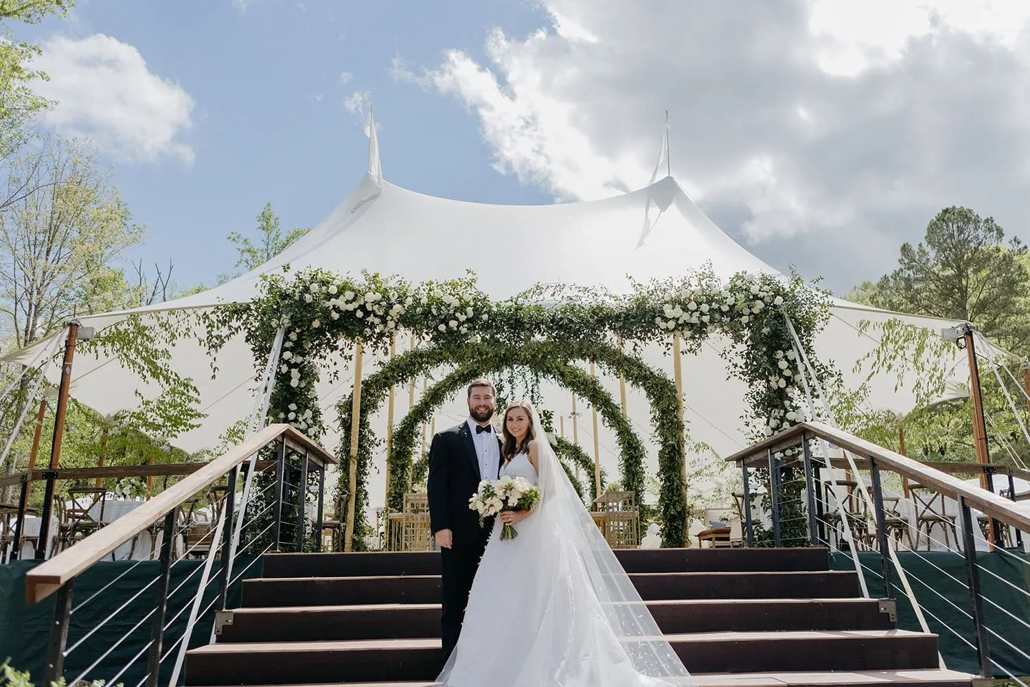 Outdoor wedding tent powered by a low-noise generator